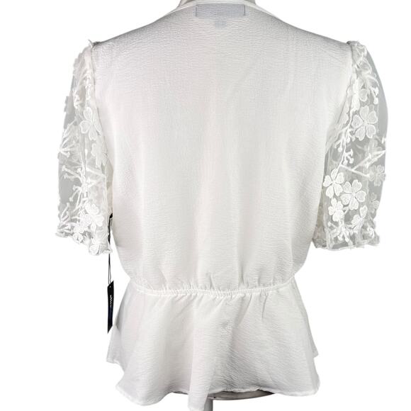 Alice Blue Lace Peplum V-Neck Blouse White XL New - Picture 2 of 13